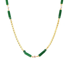 Green Aventurine Bamboo-Style Bead Necklace