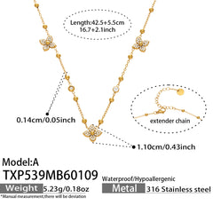 Cubic Zirconia Floral Necklace, Bracelet, Earrings & Ring