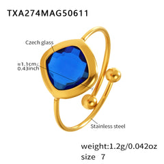 Colored Glass Geometric Open Ring