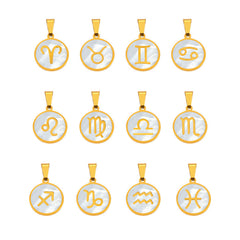 Gold-Tone Shell Zodiac Pendant Charm