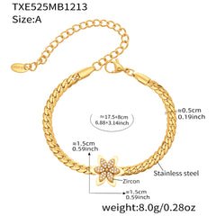 18K Gold-Plated Floral Cubic Zirconia Necklace & Bracelet