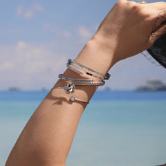 Multi-Band Sparkling Stainless Steel Bangle