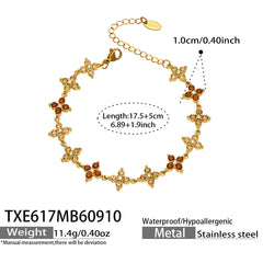 18K Gold-Plated Color Cubic Zirconia Flower Jewelry