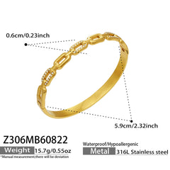 Cubic Zirconia Geometric Detail Bangle Bracelets