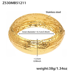 18K Gold-Plated Wide Textured Cuff Bracelet
