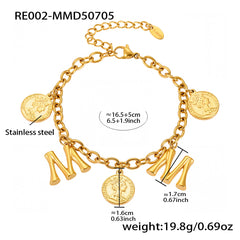 Gold-Tone Initial and Coin Charm Bracelet