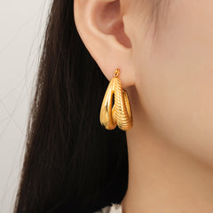 Ridged U-Shaped Statement Hoop Earrings