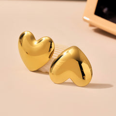 Sculptural Round or Heart Stud Earrings