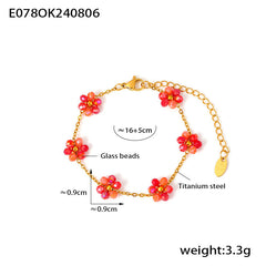 Glass Bead Flower Necklace, Bracelet & Anklet
