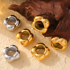 Sculptural Rounded Flower Stainless Steel Ring
