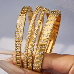 Cubic Zirconia Textured Bangle Bracelets