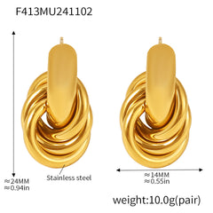 Wrapped Circle Stainless Steel Stud Earrings