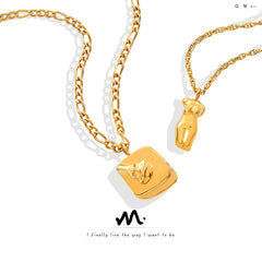 18K Gold-Plated Figure or Tag Pendant Necklace