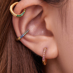 18K Gold-Plated Cubic Zirconia Huggie Earrings