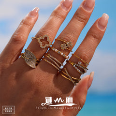 Cubic Zirconia Floral and Pearl-Look Ring Designs