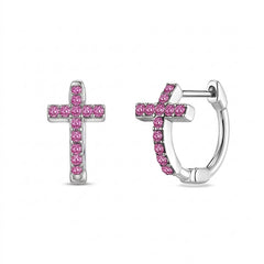 Nicolette Dainty Pavé Cross Huggie Earrings