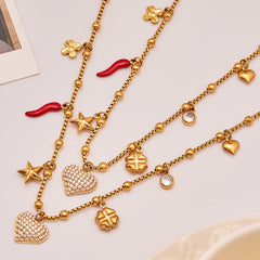18K Gold-Plated Cubic Zirconia Heart Charm Necklace