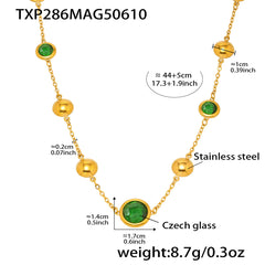 Faceted Glass Round Station Necklace