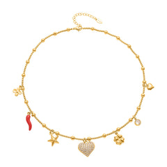 18K Gold-Plated Cubic Zirconia Heart Charm Necklace