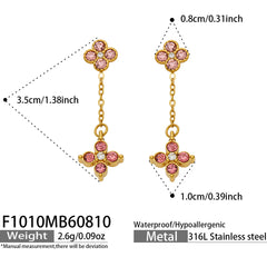Clover Cubic Zirconia Chain Drop Earrings