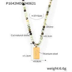 Peridot Bead Plaque Pendant Necklace