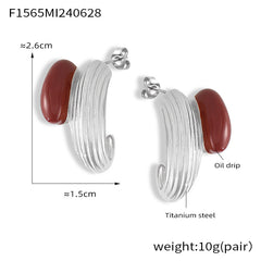 Enamel Ribbed Hoop Earrings