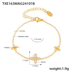 Clover Cubic Zirconia Necklace, Bracelet or Separate Chain