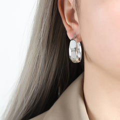 18K Gold-Plated Wide Oval Hoop Earrings