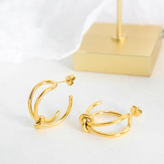 Knotted Stainless Steel Hoop Earrings