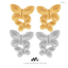 18K Gold-Plated Butterfly Cluster Stud Earrings
