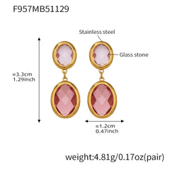 Faceted Oval Glass Drop Earrings
