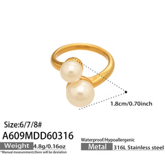 Enamel Pearl-Look & Cat-Eye-Look Statement Rings