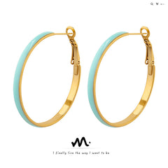 Pastel Enamel Large Hoop Earrings