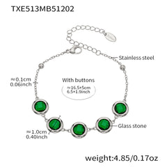 Faceted Round Glass Stone Necklace, Bracelet & Earrings
