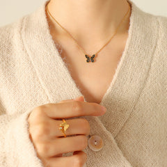 Textured Butterfly Pendant Necklace