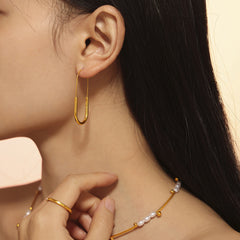 18K Gold-Plated Paperclip-Shape Drop Earrings