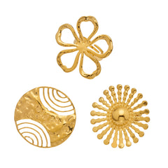 18K Gold-Plated Floral & Sunburst Statement Rings