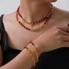 Red Agate and Garnet Bracelet or Necklace