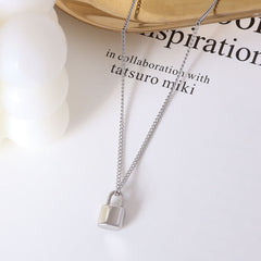 Polished Lock Pendant Necklace
