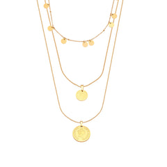 18K Gold-Plated Triple Layer Coin Necklace