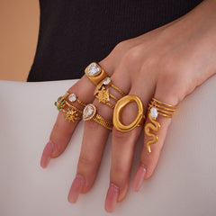 Cubic Zirconia Sculptural Open Ring Collection