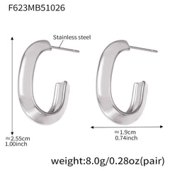 18K Gold-Plated Grooved U-Hoop Earrings