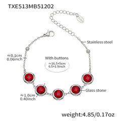 Faceted Round Glass Stone Necklace, Bracelet & Earrings
