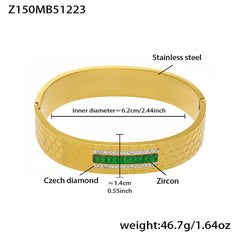 18K Gold-Plated Geometric Stone Bangle Bracelet