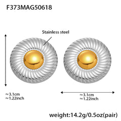 Radiating Round Disc Stud Earrings