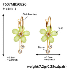 Color Resin Flower Drop Earrings