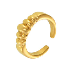 18K Gold-Plated Sculptural Ridged Open Ring
