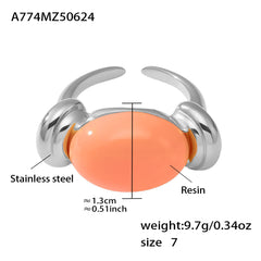 Oval Resin Color Accent Ring