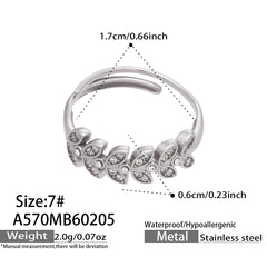Leaf Cubic Zirconia & Double-Line Open Rings