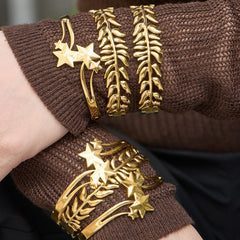 Leaf or Star Open Cuff Bracelet